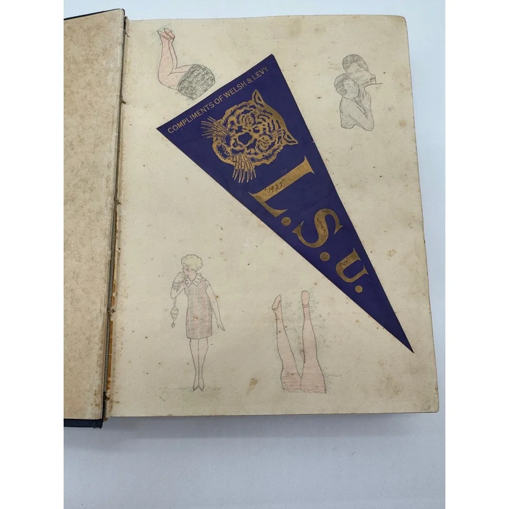 1927 LSU Gumbo Yearbook Louisiana State University Baton Rouge Antique w Pennant